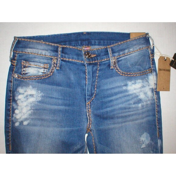 New Womens True Religion Brand Jeans Cora Super T Crock Blue Tide 28 NWT USA - Picture 2 of 9